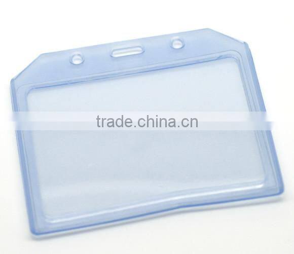 Blue Horizontal Plastic Business Working Card ID Card Badge Holder for Office Use