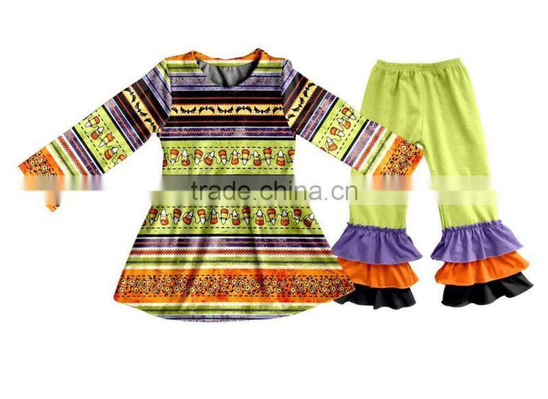 Wholesale Girls Boutique Outfits 2017 Kids Halloween Clothing Designer Pumpkin Appliqued Baby Clothes