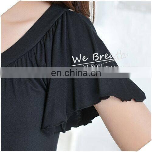 Ladies' eco-friendly bamboo fiber round neck night gown solid color FD