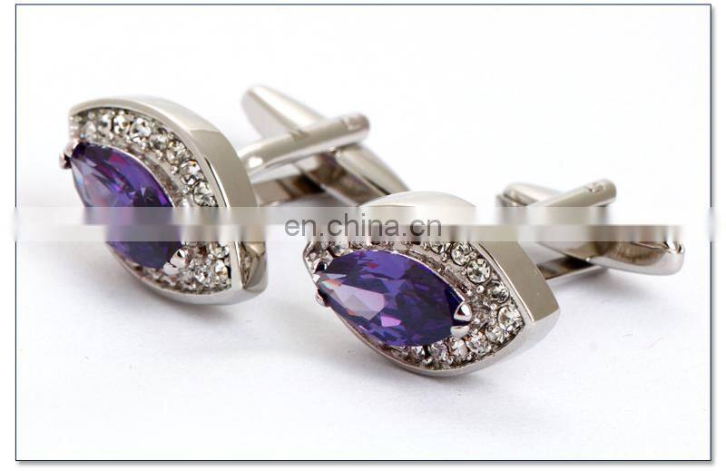Elegant Purple Crystal Cufflinks Sliver Cufflink