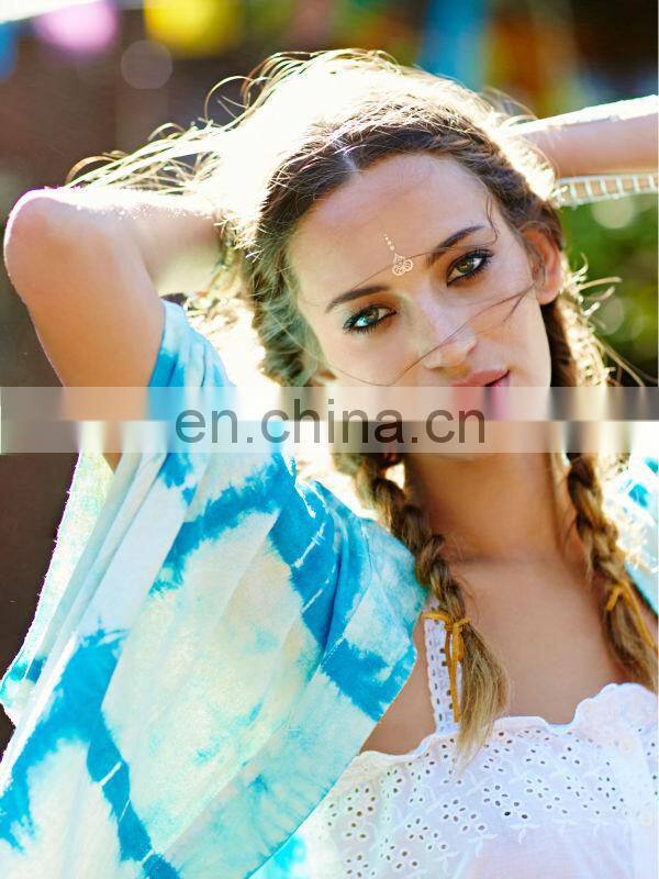 Batwing short sleeve silk tie dye print kimono, high quality ladies kimono