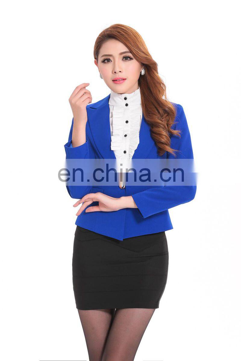 One button blue colour combination women suits fit for solemn occiasion
