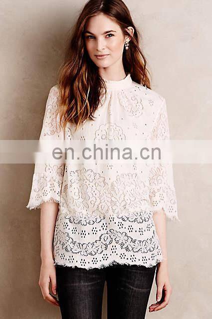 OEM wholesale fashion lady top/ Lace Composition Blouse
