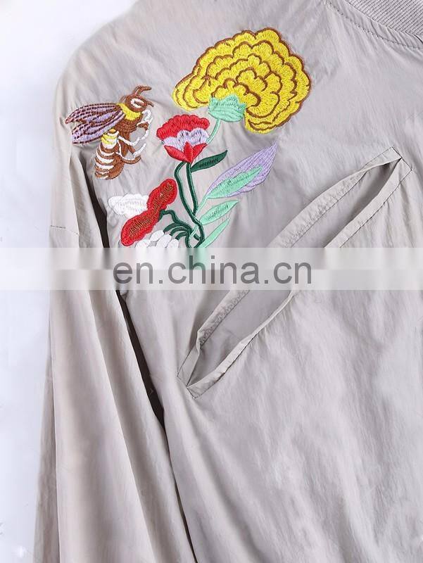 Latest women fashion embroidered short baseball bomber jacket