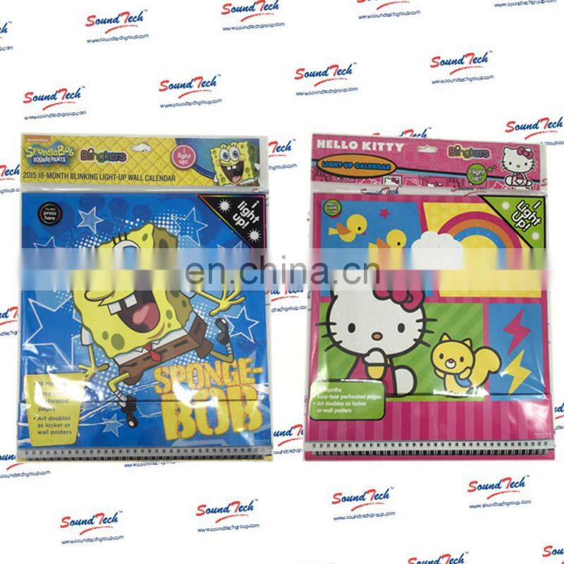 Press button fiber Optic Light up Desktop Calendar