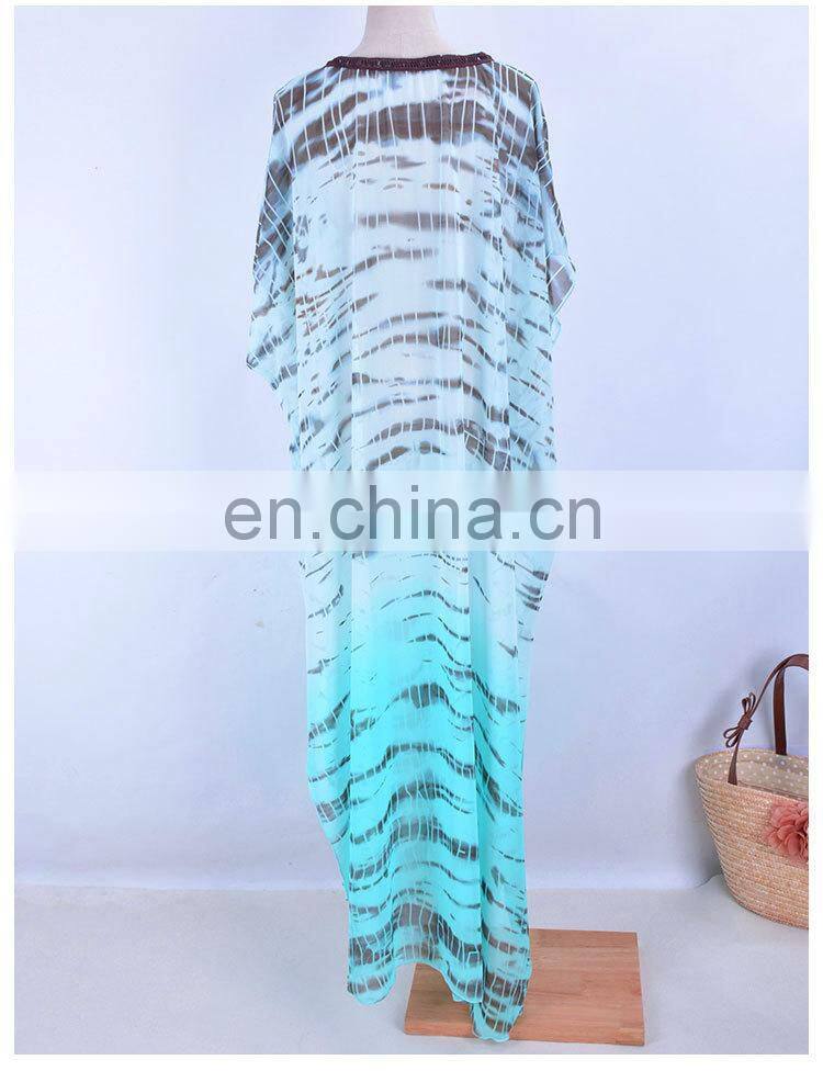 blue Long Beach Dress Cover up 2019 Bikini Cover up Sarong Tunicas Playa Mujer Kaftan Beach Pareo Swim suit