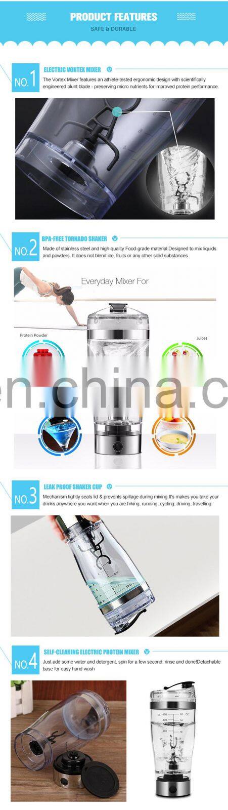Lower price 600ml USB electric bottle shaker from water bottle for sale