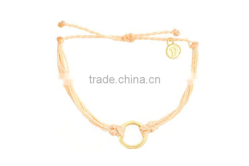 fashion gray string cross bracelet connected gold ring for girl