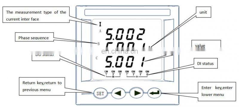 three phase current meter AMC48-AI3 Acrel small size smart ammeter digital amp meter