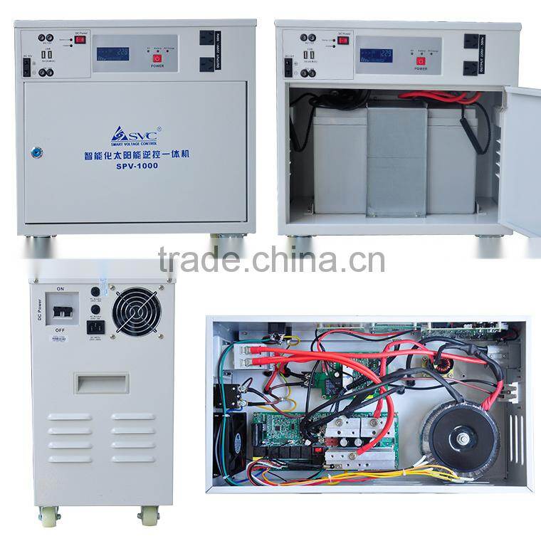 ALL-IN-ONE 1KW Pure Sine Wave AC/DC Output LCD/LED 12V/24V Solar Power System
