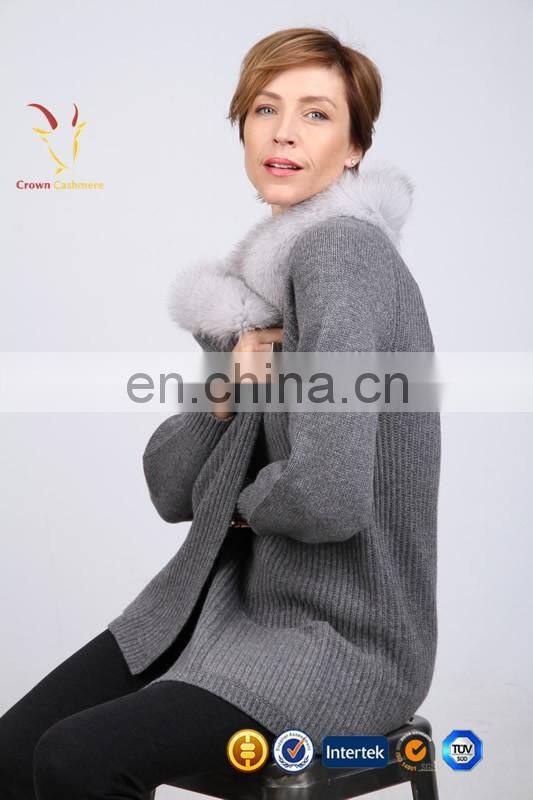 Women Luxury Long Chunky Knit Cardigan,Fur Collar Cardigan Sweater
