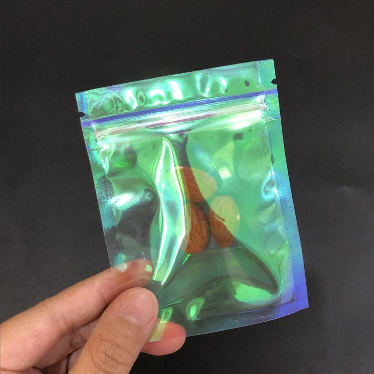 Gold color gift cosmetic bag plastic transparent packaging bags clear holographic eyelash packaging