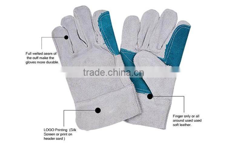 Impact Resistant Gloves Finger Protection Double Palm Leather Gloves LG047