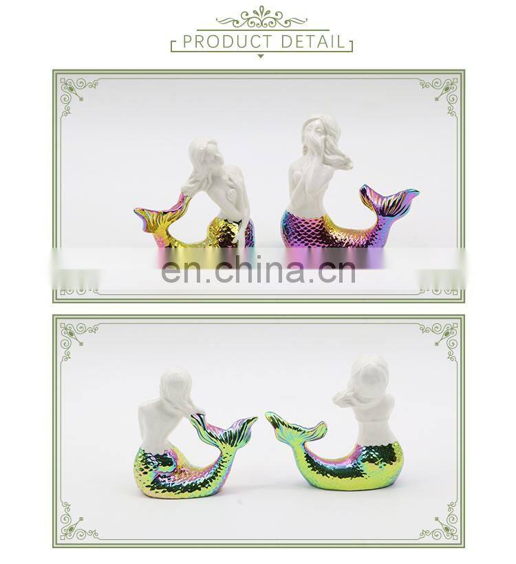 handmade mermaid beautiful white sublimation art ornaments luxury ceramic home decoration accessories pieces