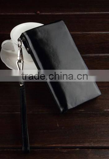 Top oil wax cowhide leather car key case key holder for men Multi-functional wallet with wristlet