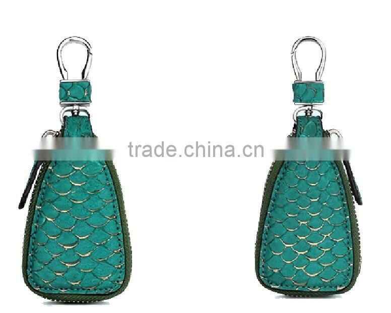 2016 Luxury colorful carp fish skin leather car key purse key holder for women key case smart key chain