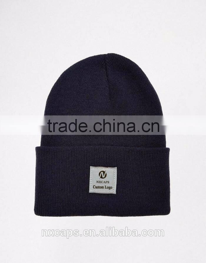 Custom Acrylic Watch Beanie Hat blank woven label logo