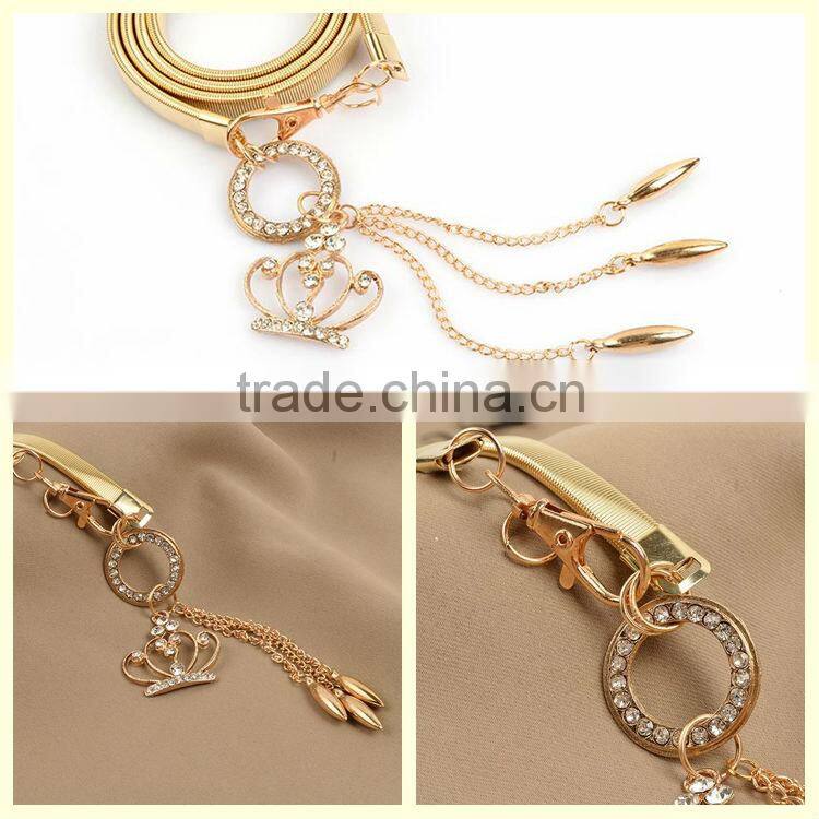 Wholesale fancy piercing jewelry dangle diamond crown waist chian