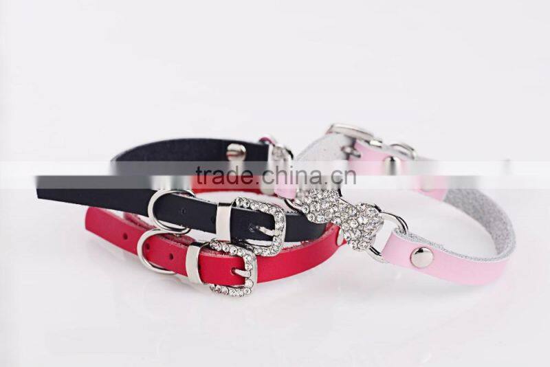 Wholesale diamond bone leather pet collar creative dog collars