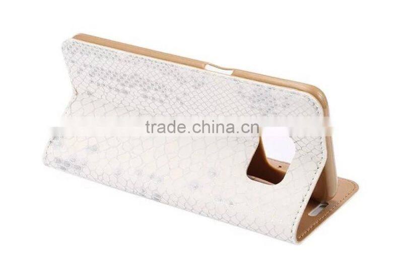 Premium PU Leather Snake Skin Pattern Card Pockets Case with Magnetic Flip Stand for Samsung S7 Edge, 5.5 inch