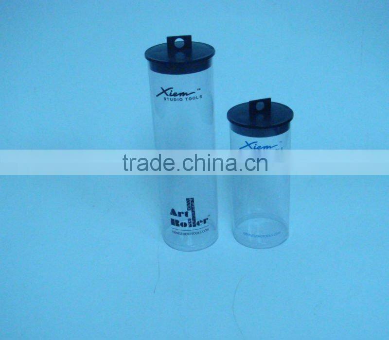 Injection molded clear tube with diameter 5.7cm,sealed bottom and hanger caps