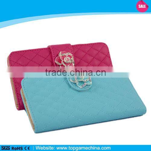 Leather wallet case for htc one m7 diamond leather case