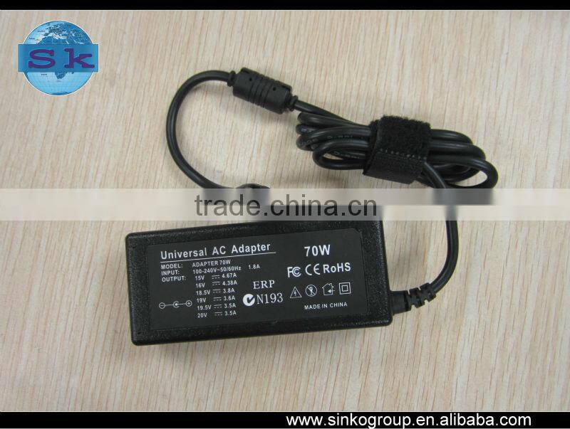 70W ac to dc automatic charger for laptop with dc 8 tips