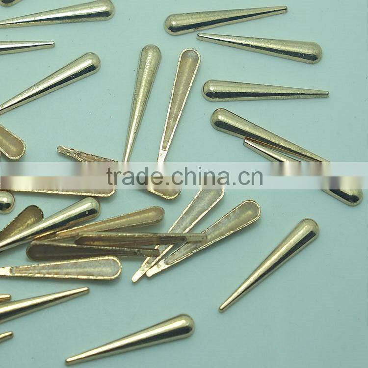Needle Shape Hot Fix Alloy Studs long tear drop in gold black nickel silver and antic brass