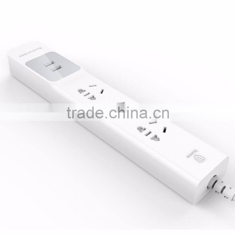 Baseus 2.1A Power Strip 3 Universal Outlets To Smart Chips Home Electronic 2USB Charging Ports For Mobile Phone TB-0211