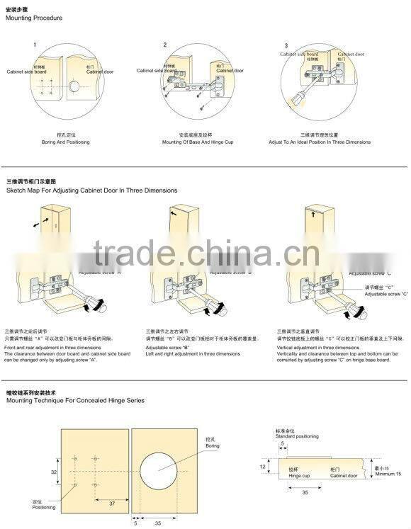 door / cabinet / furniture self closing door hinge