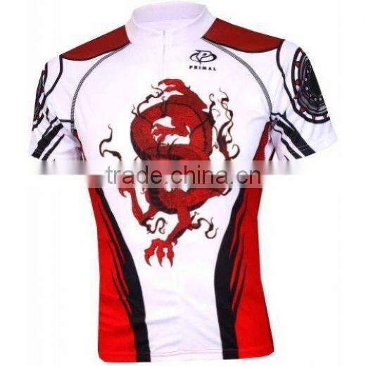 100%polyester sublimation red dragon print cycling top shirt out door sport wear