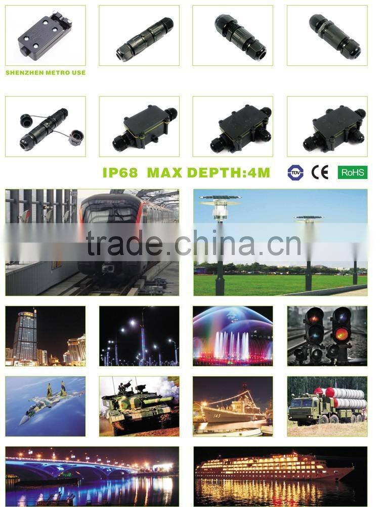 ip68 grade 3pin 2 way submersible junction box with tuv