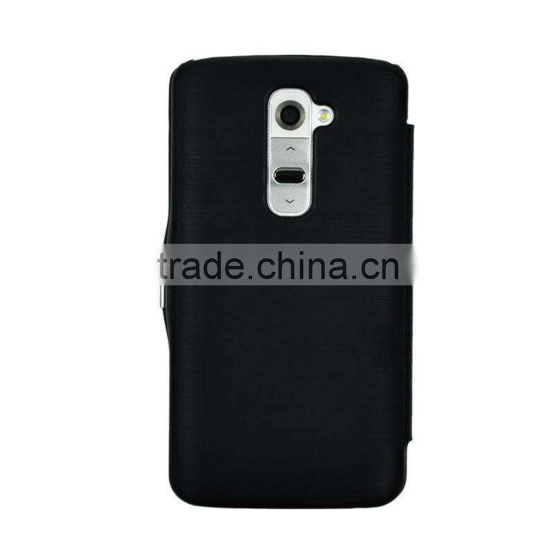 For LG G2 Mobile Phones Stylish Lichee PU Leather Magnetic Flip Case Cover