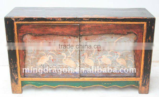 Chinese Mongolia Antique Furniture Painting Cabinet