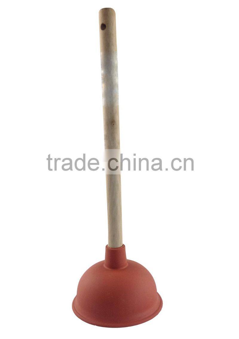 toilet plunger with wood handle