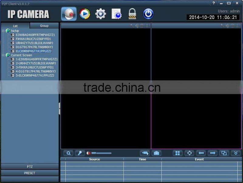 Hichip 15m Infrared Dome Wireless IP Camera 720P, SD Card slot P2P PTZ IP Camera