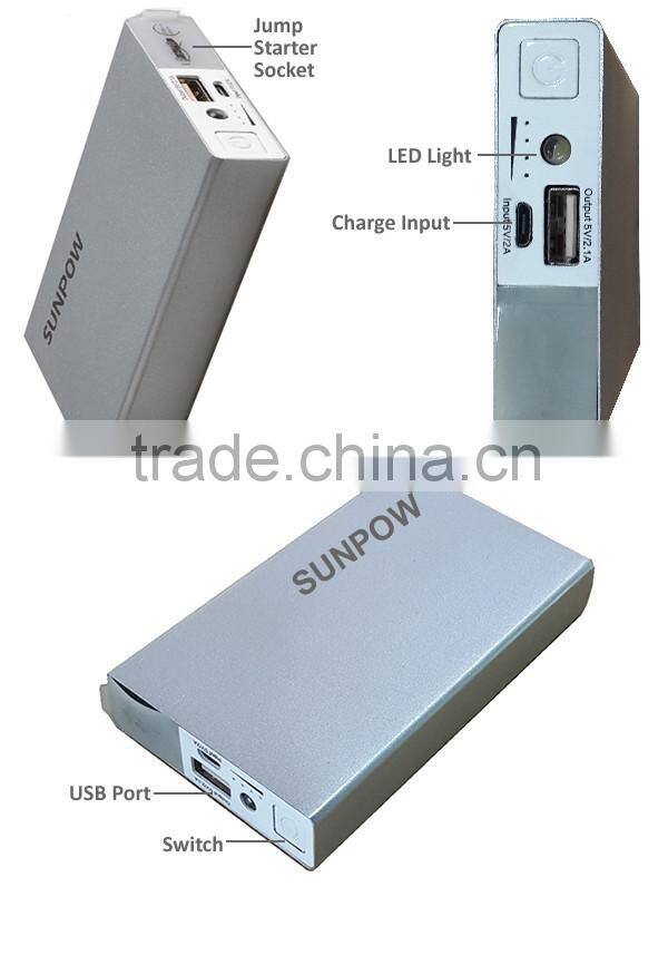 SUNPOW car battery jumper car jump starter power bank 6000mah