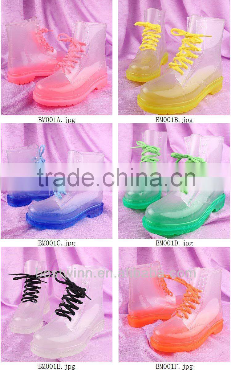 2013 PVC transparent lady and kids rain boots and shoes