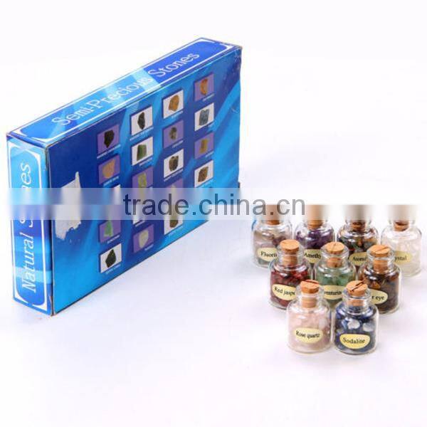 Double wishing glass bottle loose chip tumbled stone beads for jewelry