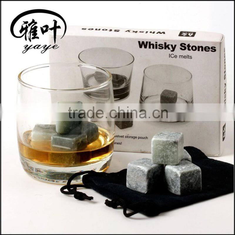 WHISKEY STONES ROCKS 9 PCS Set Ice Cubes Wine Drinks Scotch Beer Cold Soapstone