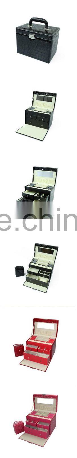 Wholesale Custom black Large Folding Leather Jewelry Case
