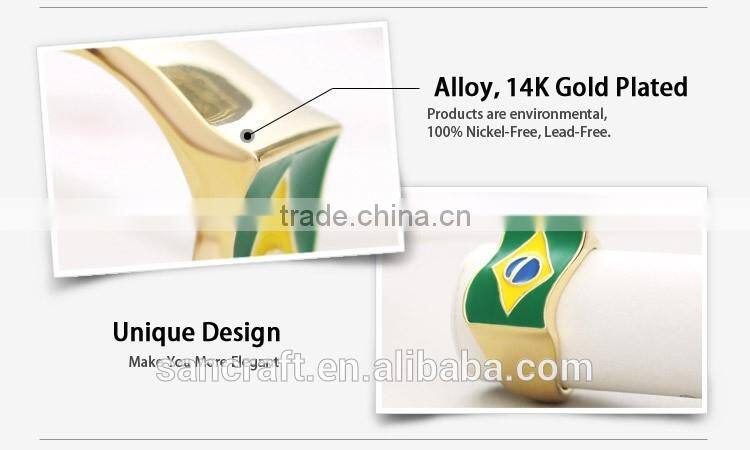 2016 Brazil Rio Olympic Games gift 14k gold plated ring jewelry with flag style