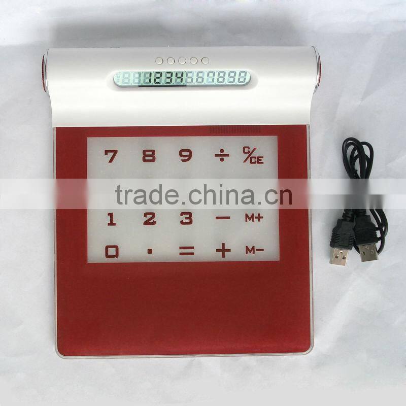 Multifunctional LED Light Mouse pad with USB HUB and Calculator