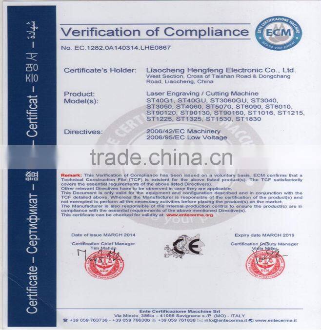 CE ISO Certification and CO2 Laser Type machine laser cut die