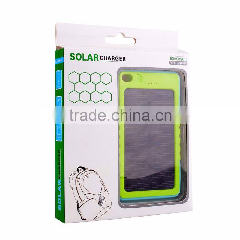8000mAh Active Waterproof Solar Portable Power Bank Charger