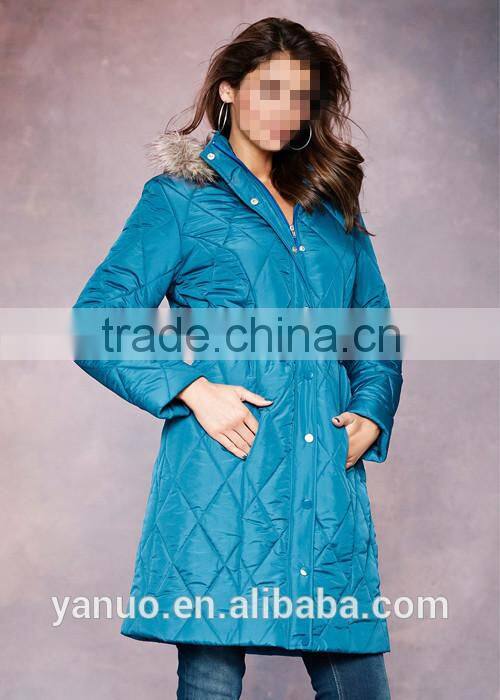 detachable hood long sleeve quilting coat fur collar winter jacket women down jacket