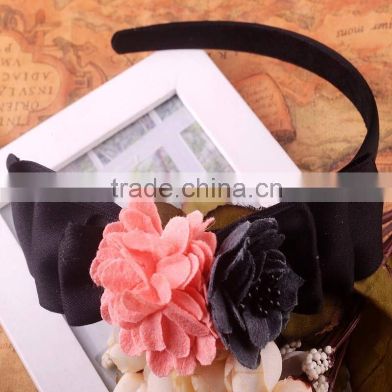 Knitting Felt Flower Ribbon Bow Headband For Teen Girls