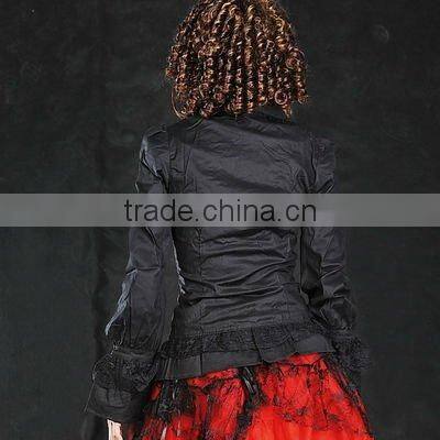 White Long Sleeves Ruffled Cotton Lolita Blouse 81056