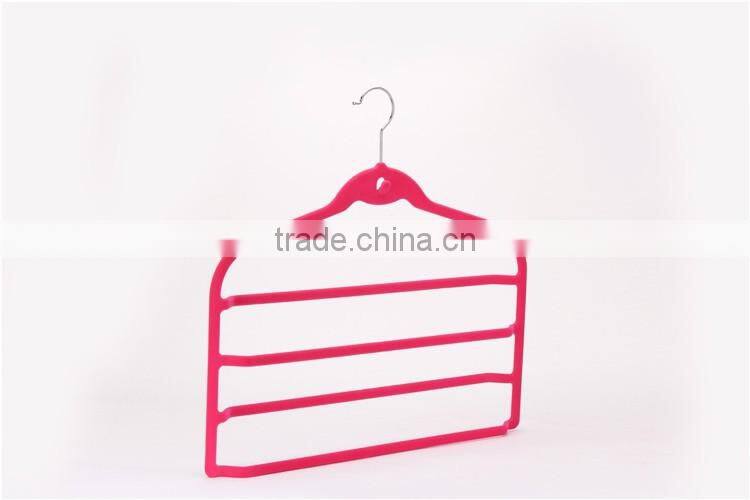 Family Indoors Use Velvet Flocked Trousers Hanger with A Hook