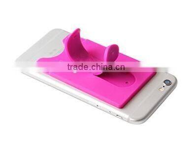 Colorful silicone card holder with 3m sticker for mobile phone